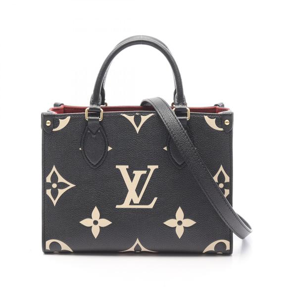 Louis Vuitton Onthego Empreinte Leather Handbag Black Beige - Picture 1 of 6